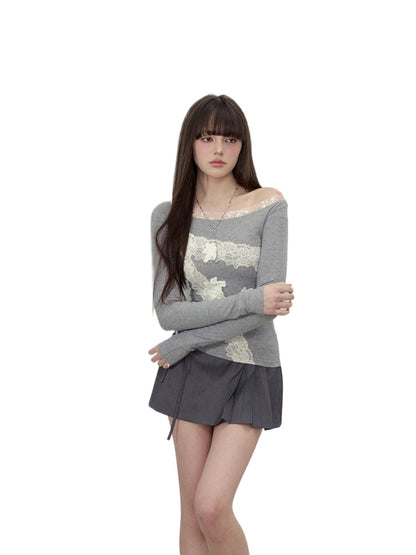 Lace-Panel Tencel T-shirt