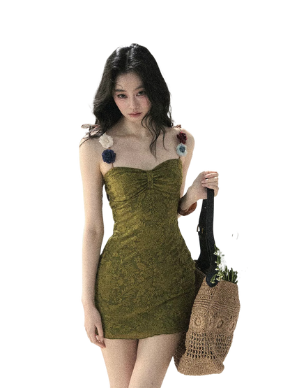 French Vine Jacquard Bodycon Mini Dress