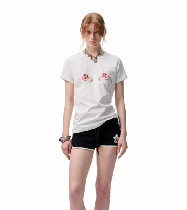 Printed Loose Austrian Rhinestone T-shirt - CHINASQUAD