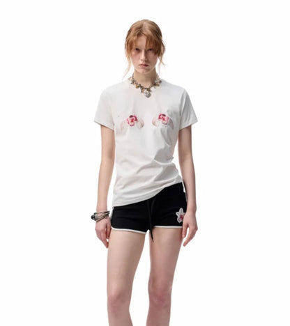 Printed Loose Austrian Rhinestone T-shirt - CHINASQUAD