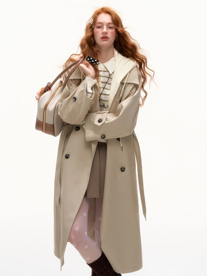Layered Hooded Trench Coat