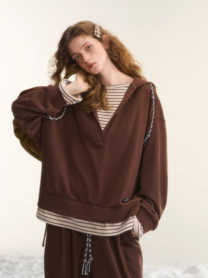 Layered-Effect Sweatshirt &amp; Wide-Leg Sweatpants Set