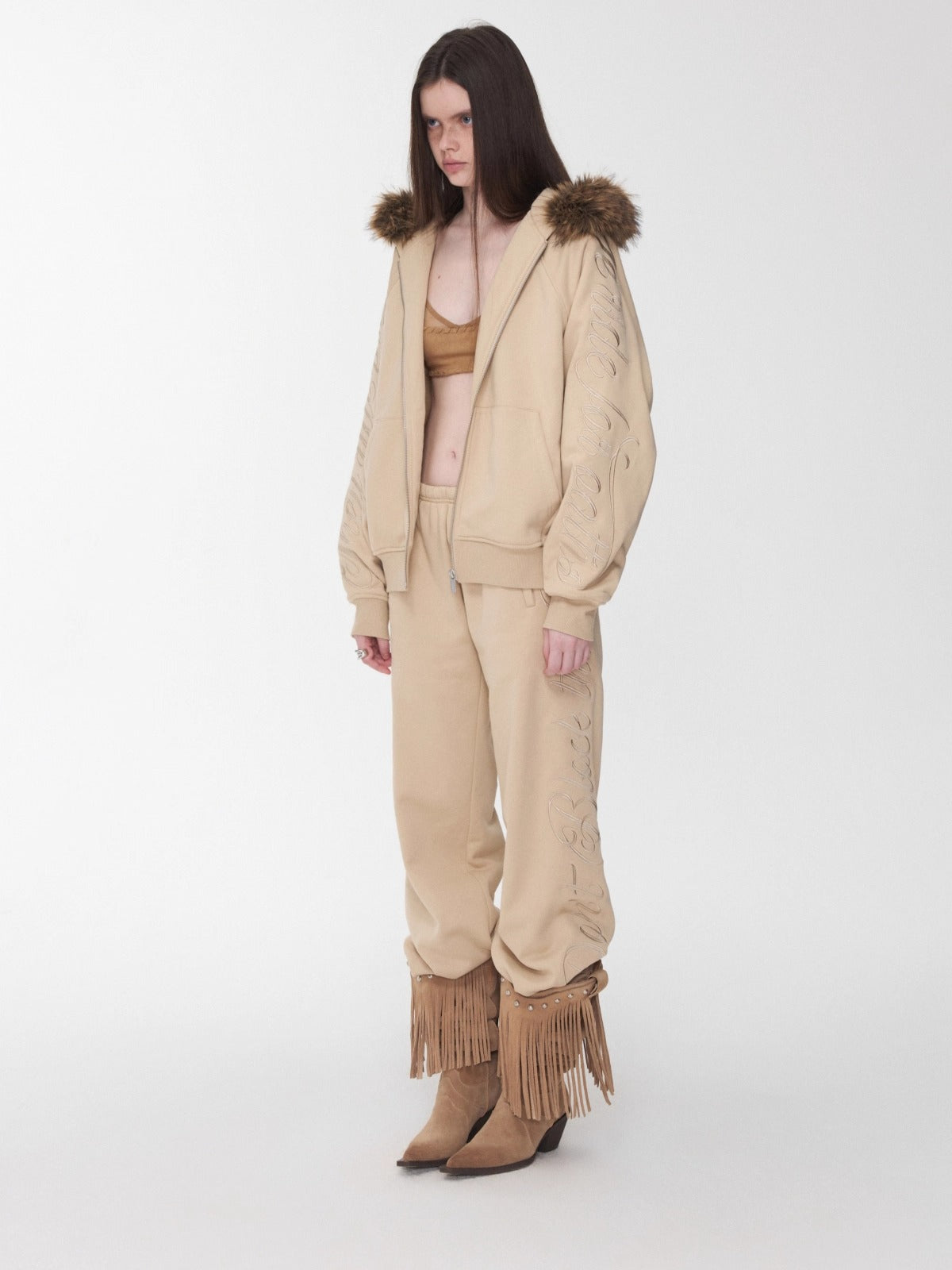 Faux-Fur Sweatshirt &amp; Jogger Set