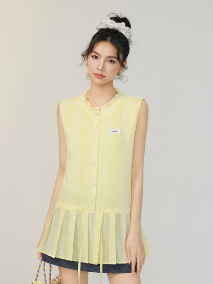 Lace-Up Waist Blouse