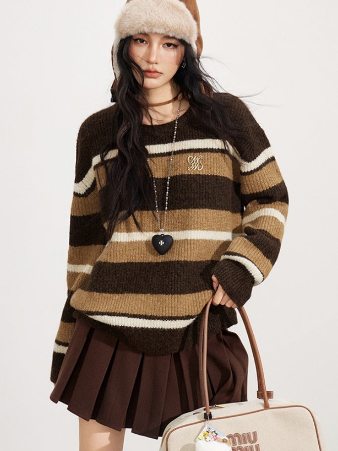 Retro Striped Wool-Blend Crewneck