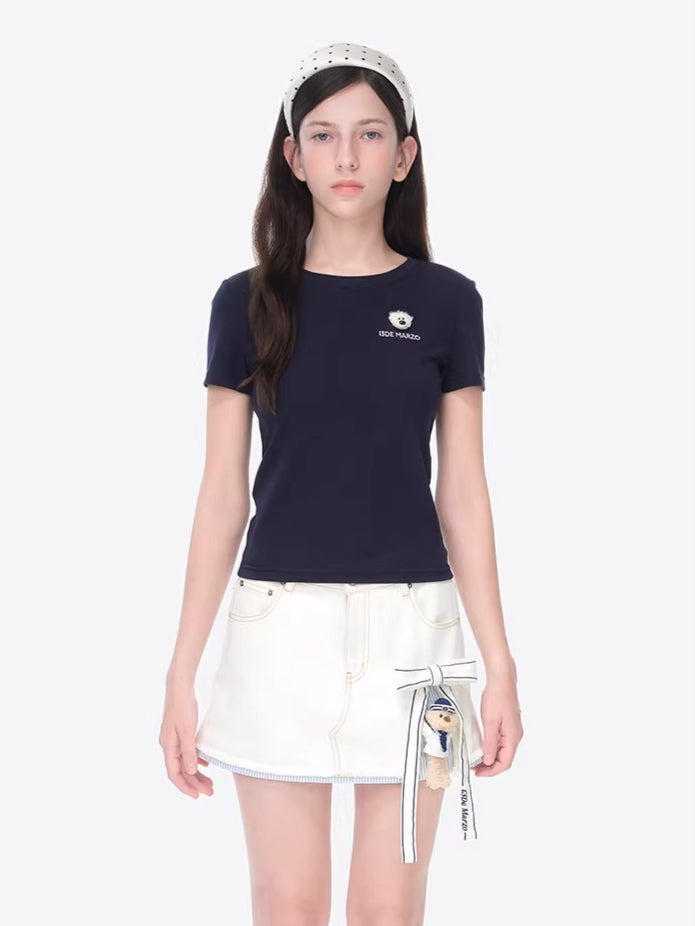 Mini Bear Fitted Cropped Tee