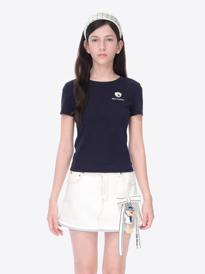 Mini Bear Fitted Cropped Tee