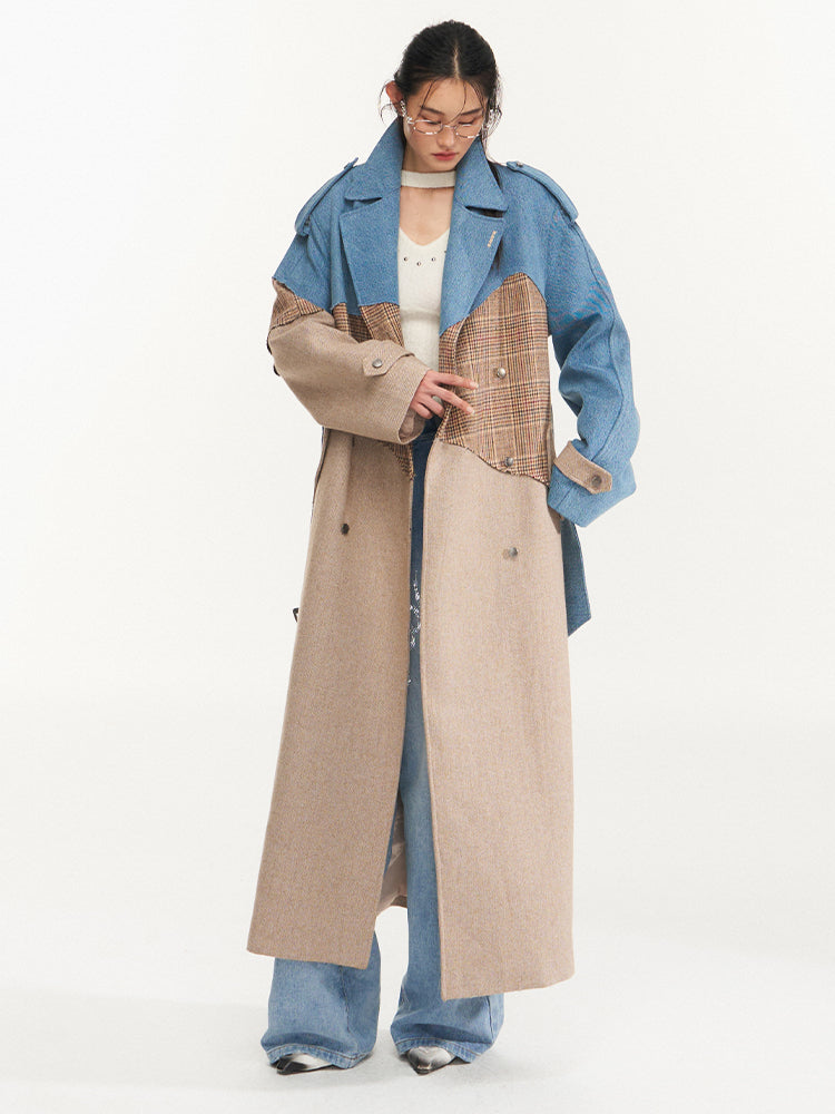 Plaid Belted Wool Coat