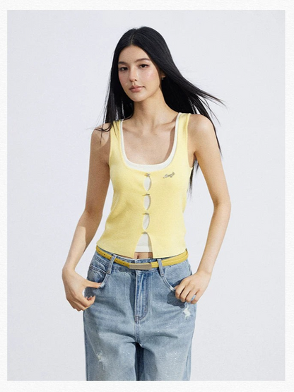 Layered Illusion Knit U-Neck Tank Top