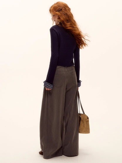 Pleated Tie-Waist Wide-Leg Trousers