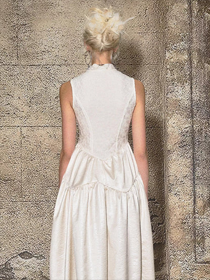 French Elegant Tie-Waist Maxi Dress