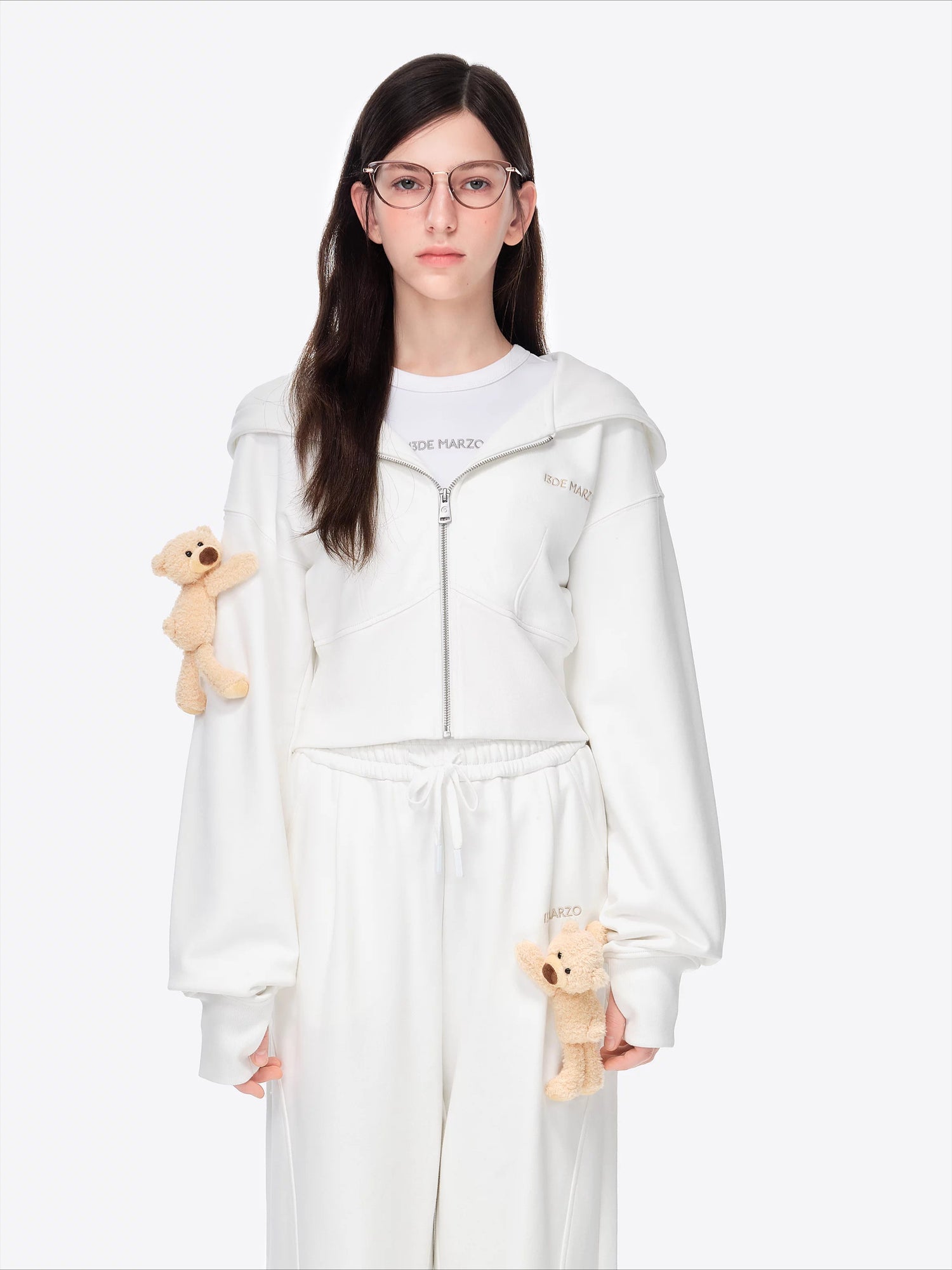 Slim-Fit Cropped Hooded Sweatshirt