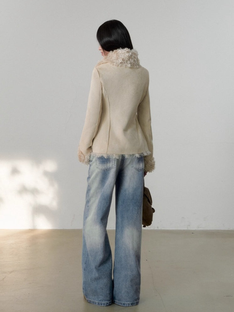 Shearling Lining Suede Duffle Jacket