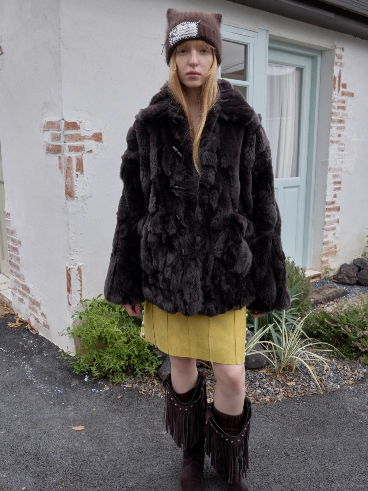 Heavycrafted Rex Rabbit Fur Panel Shirt Jacket