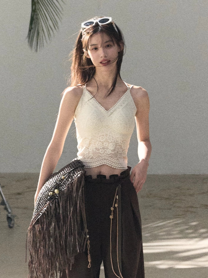 High-Stretch Lace Backless Camisole