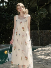 Gauze Flower Embroidered Double - Layer Sundress - CHINASQUAD