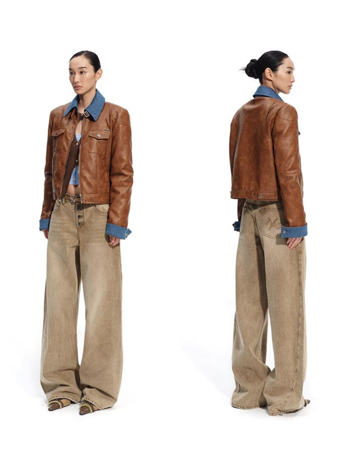 &quot;Rose Series&quot; Faux Shearling PU Leather Jacket