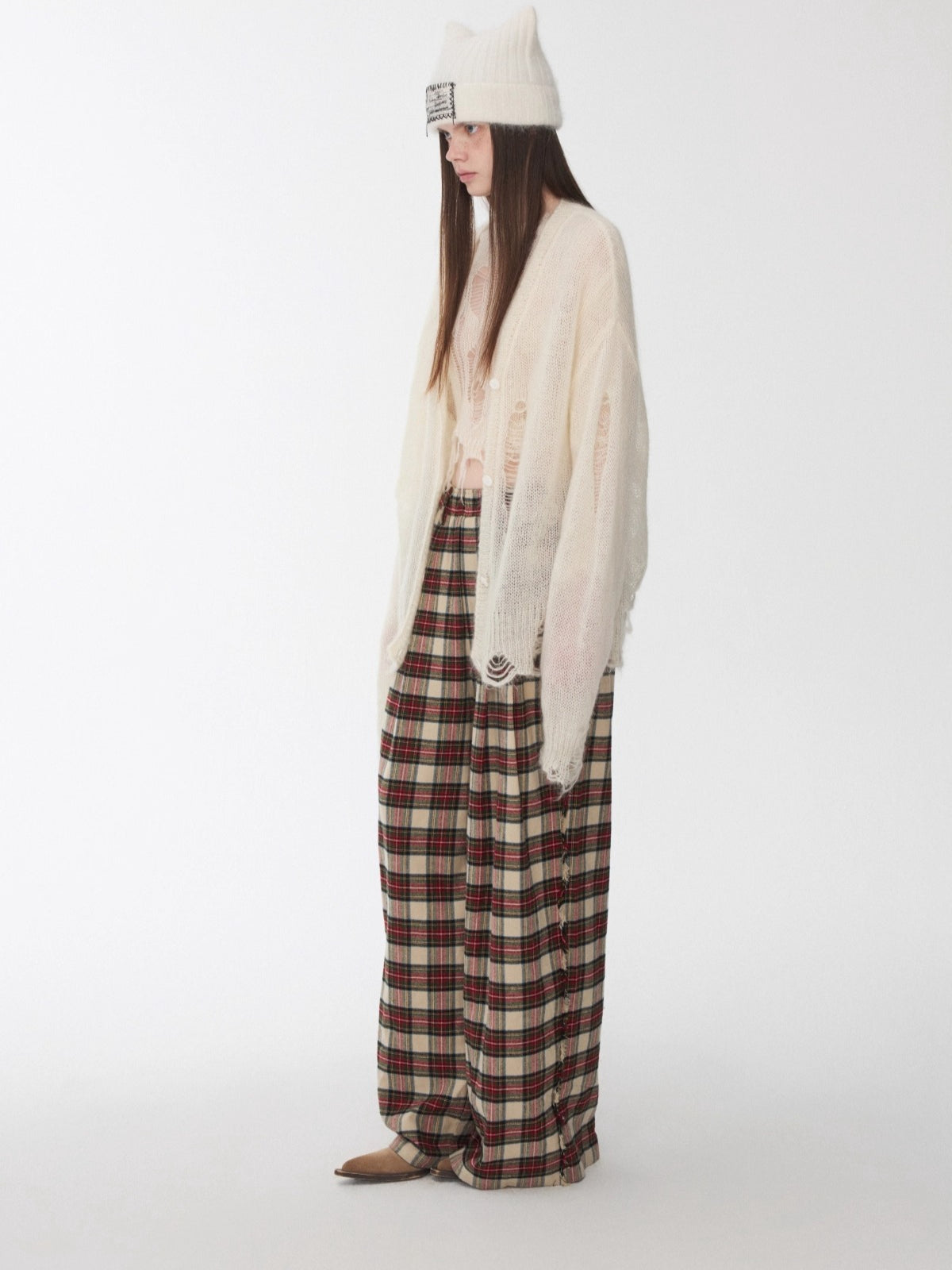 Mohair Star Cutout Slouchy Knit Cardigan