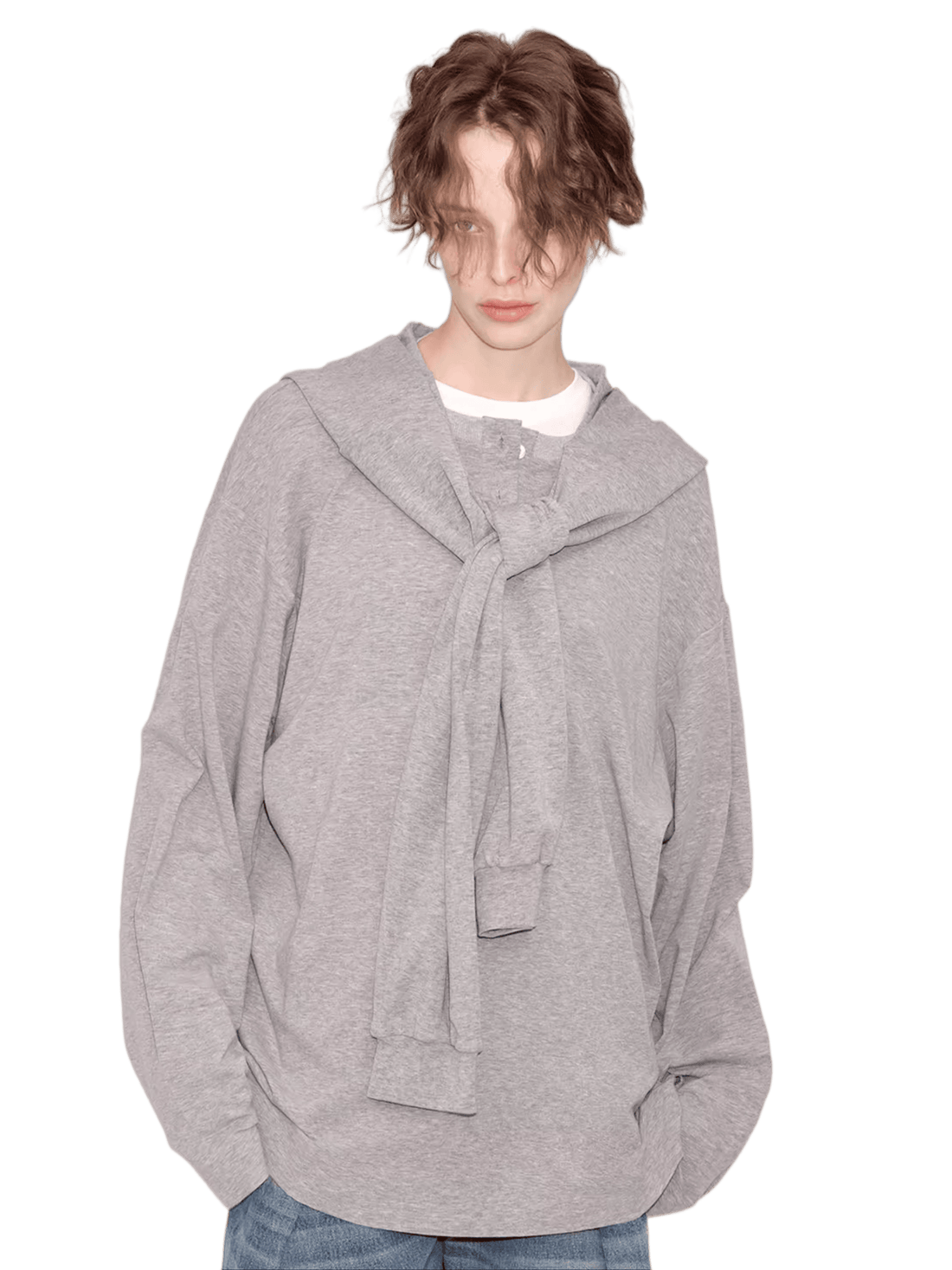 Relaxed Grey Hooded Long Sleeve Sweatshirt
