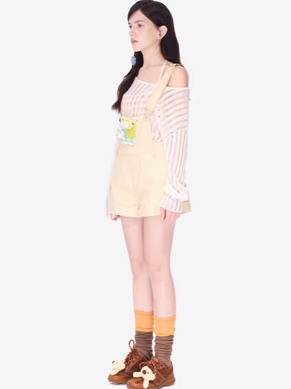 碎花娃娃牛仔背带裤