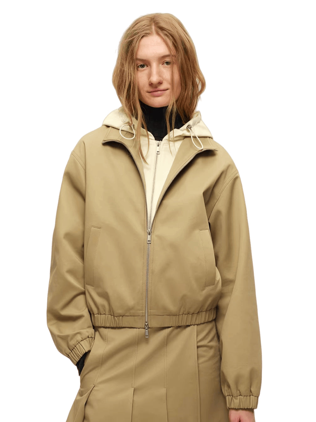 Cotton Stand-Collar Hooded Jacket