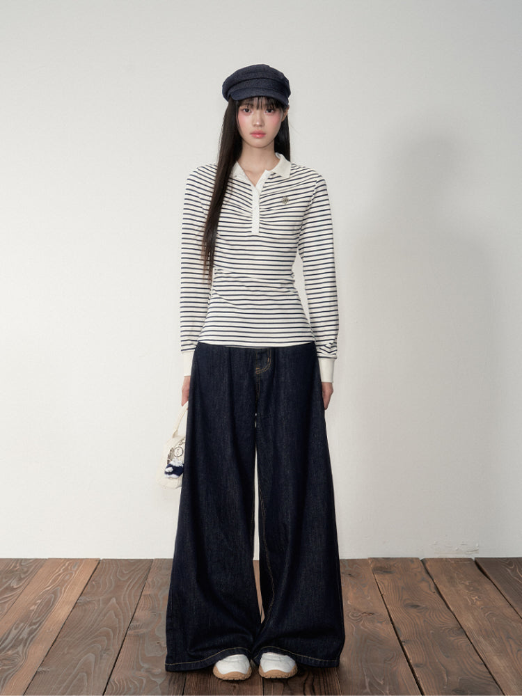 Striped Polo Long-Sleeve T-shirt - CHINASQUAD