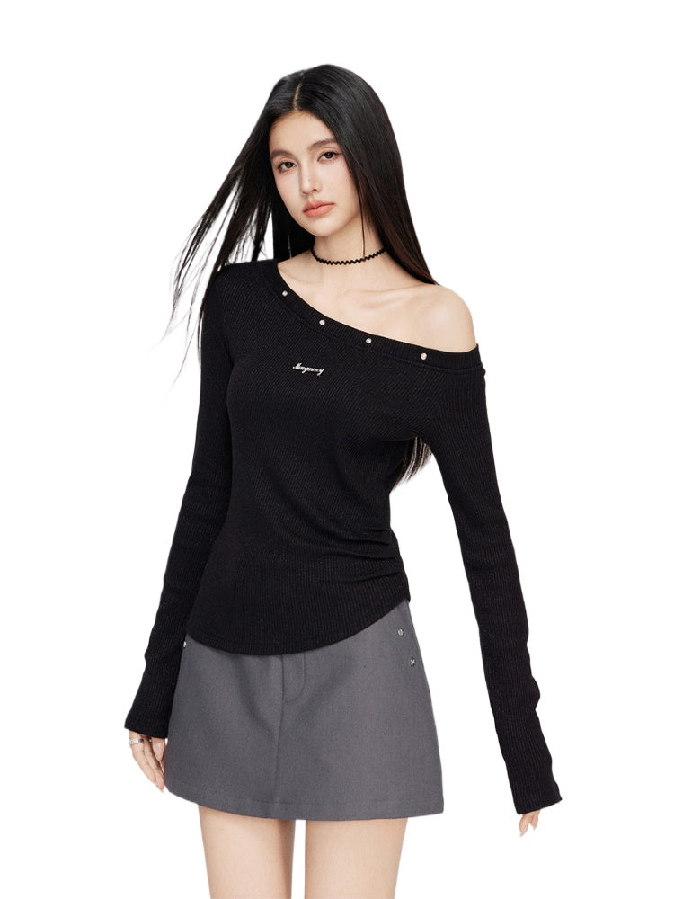 Asymmetric Shimmer Knit Top