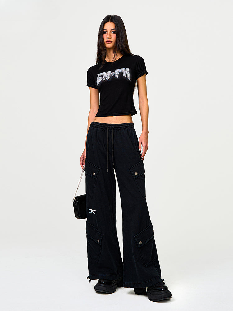 Black Enhanced Wide-Leg Pant