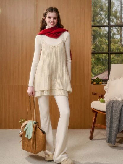 Wool-Blend Vintage Top &amp; Ruffle Pants Set