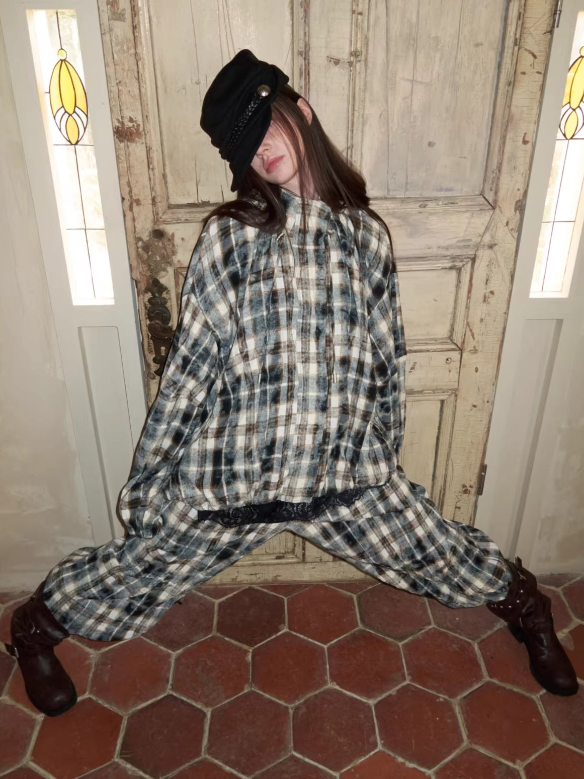 Ruched Stand-Collar Oversized Jacket