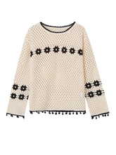 Hollow Out Pullover Crochet Crewneck - CHINASQUAD