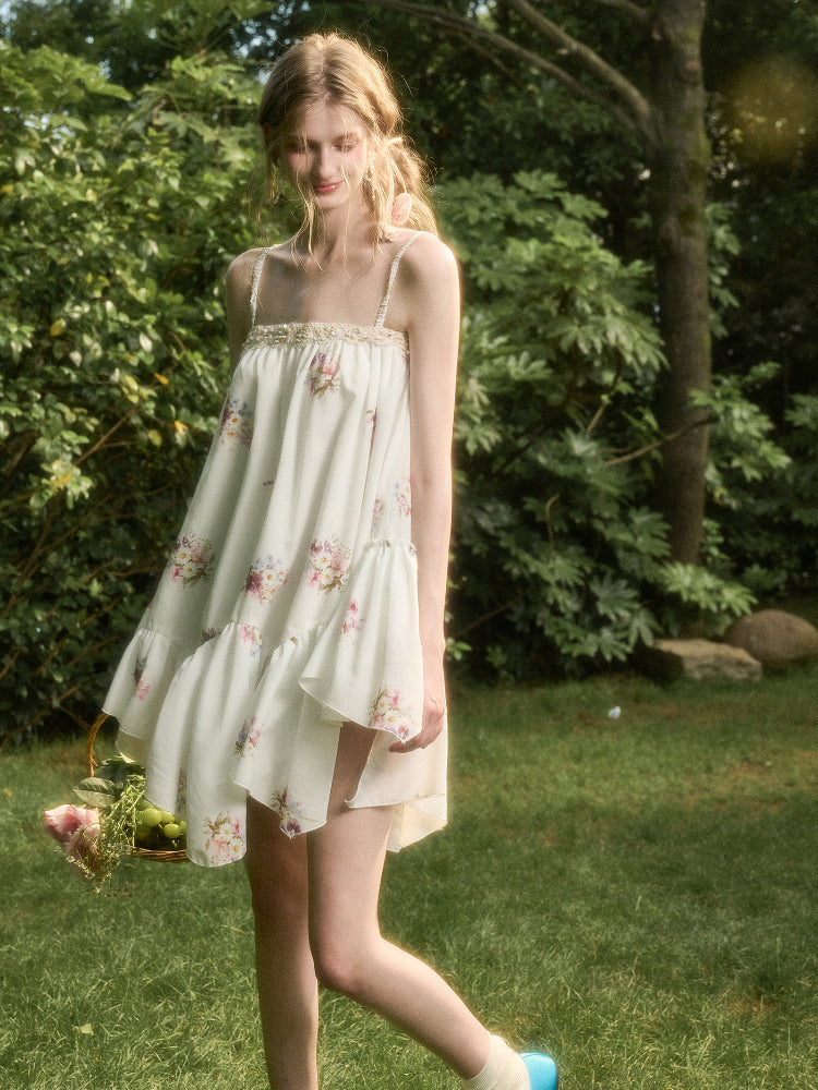 Irregular Lace Puff Dress - CHINASQUAD
