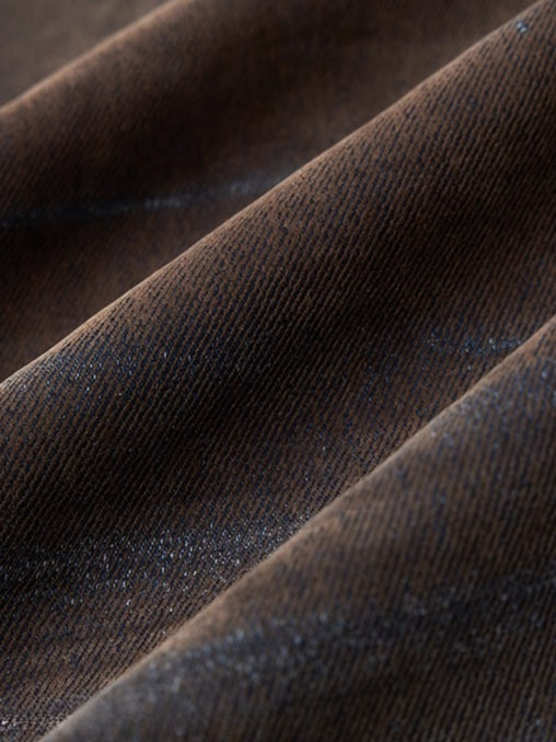 Terracotta Velvet-Washed Wide-Leg Jeans