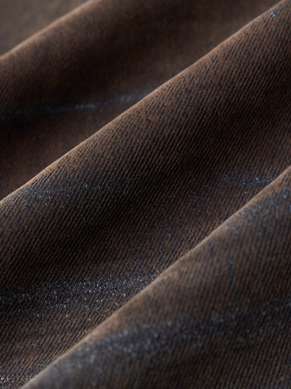 Terracotta Velvet-Washed Wide-Leg Jeans