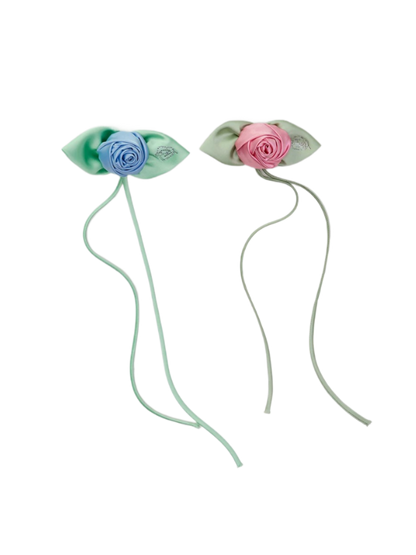 Handcrafted Satin Rose Rhinestone Brooch Hair Clip 1Jinn Studio