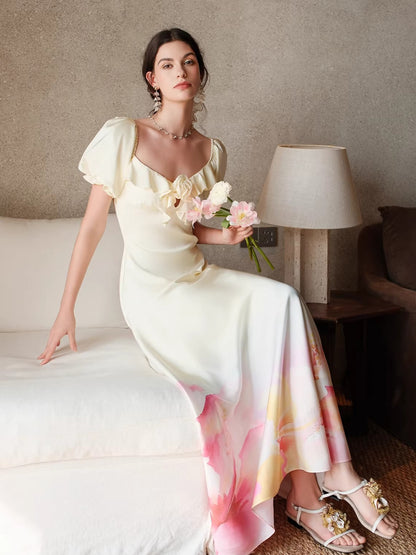 Puff-Sleeve Resort Maxi Dress