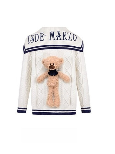 Nautical V-Neck Knit Cardigan