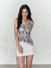 Purple & Grey Butterfly Print Irregular Strappy Vest - CHINASQUAD