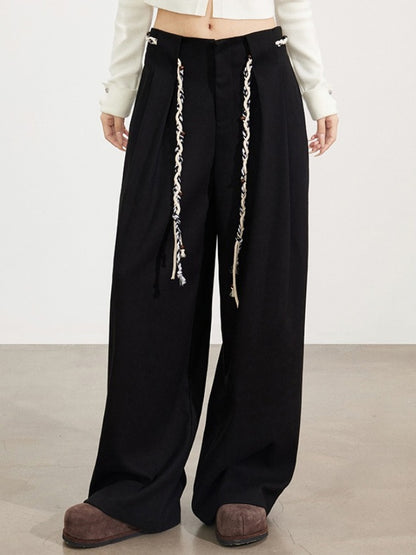 Wool-Blend Belted Wide-Leg Pants