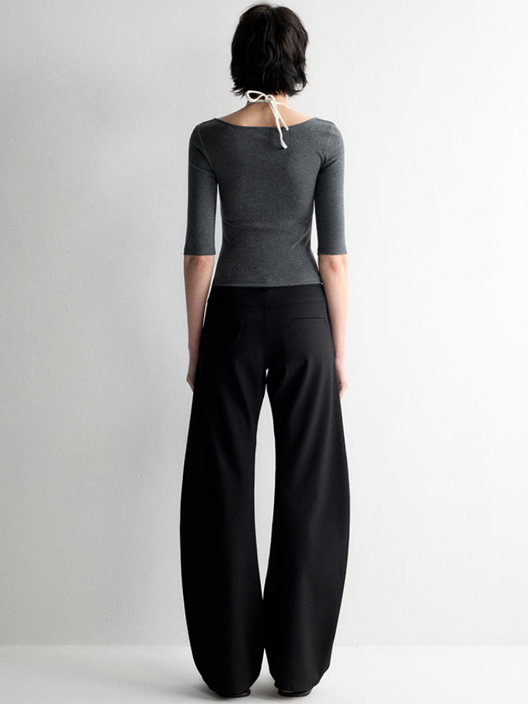 Cross-Design Low-Waisted Casual Pants