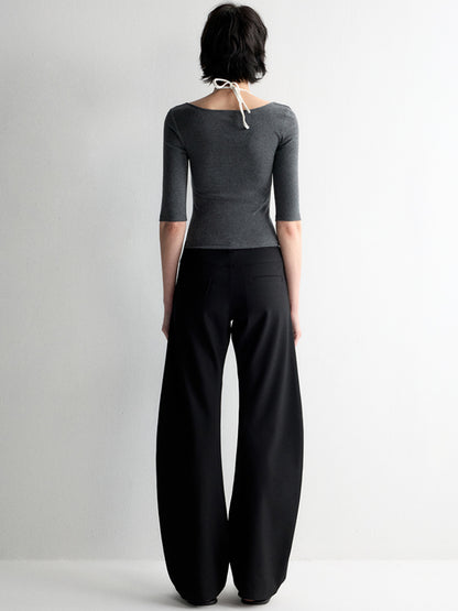 Cross-Design Low-Waisted Casual Pants