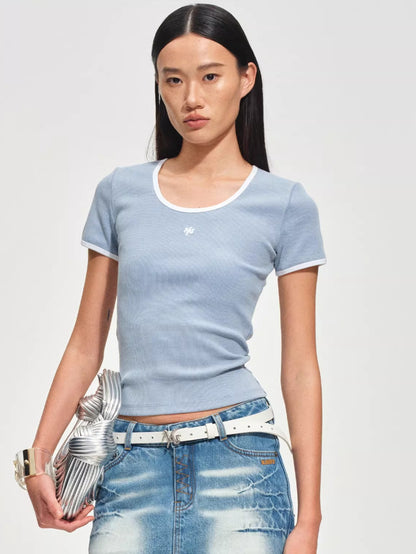 Colorblock Crewneck Fitted T-Shirt