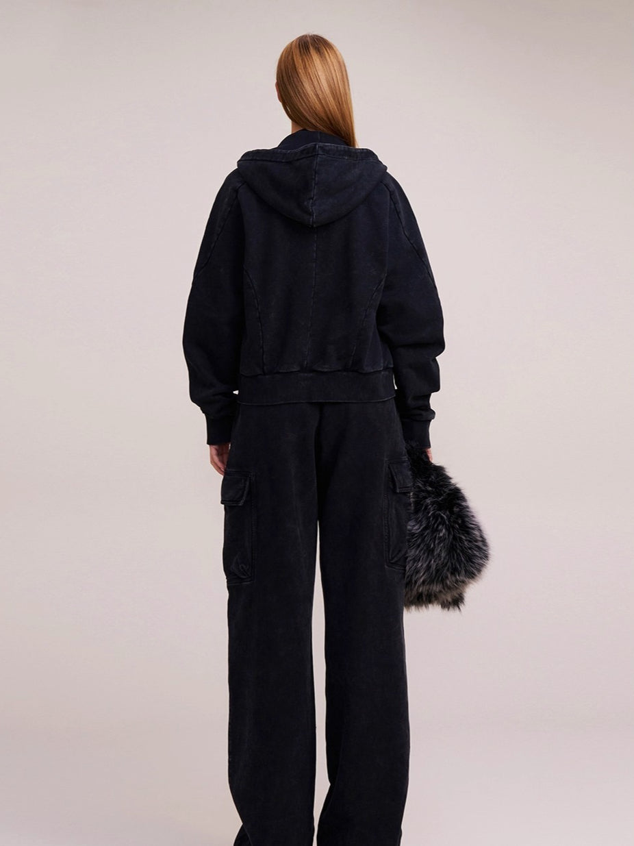 Wild Vintage Zip-up Cropped Hoodie