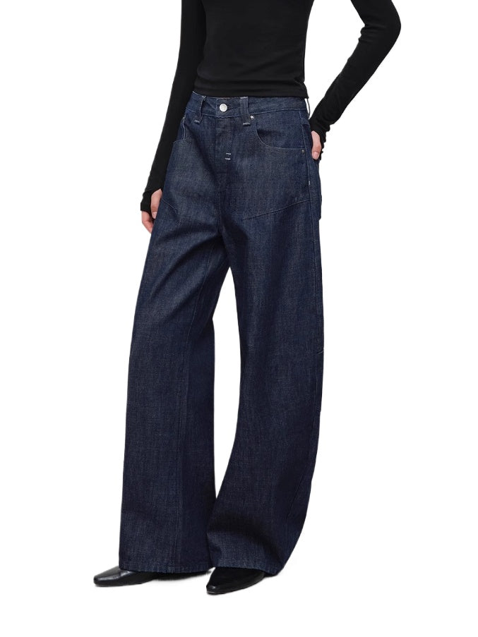 Chitu Pleated Washed Denim Jeans
