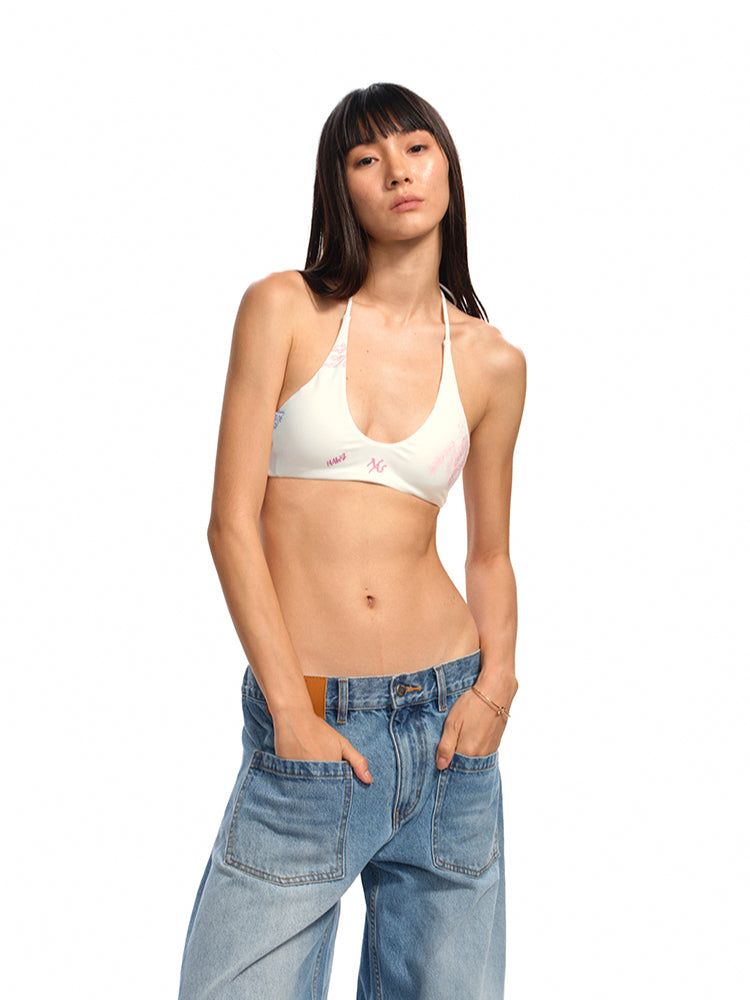 U-Neck Halter Tie-Dye Hand-Painted Print Vest - CHINASQUAD