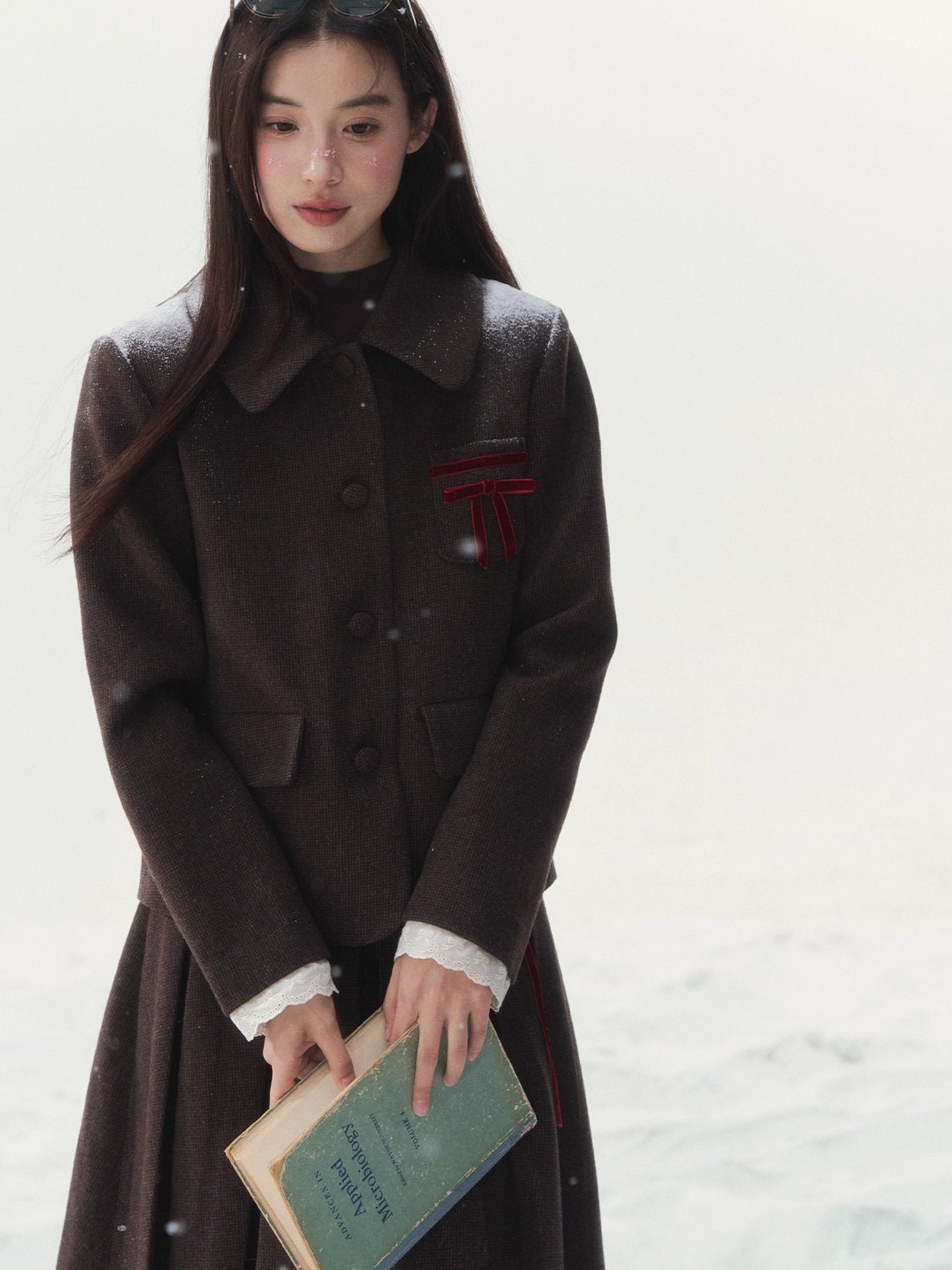 Vintage Wool Coat &amp; Pleated Skirt Set