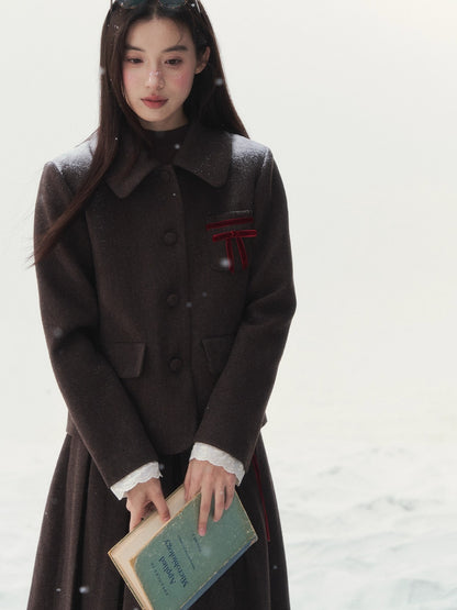 Vintage Wool Coat &amp; Pleated Skirt Set