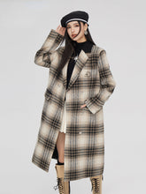 (Final Sale) Coffee Woolen Plaid Coat - CHINASQUAD