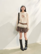 Lace Panel Animal Print Long-Sleeve Tee - CHINASQUAD