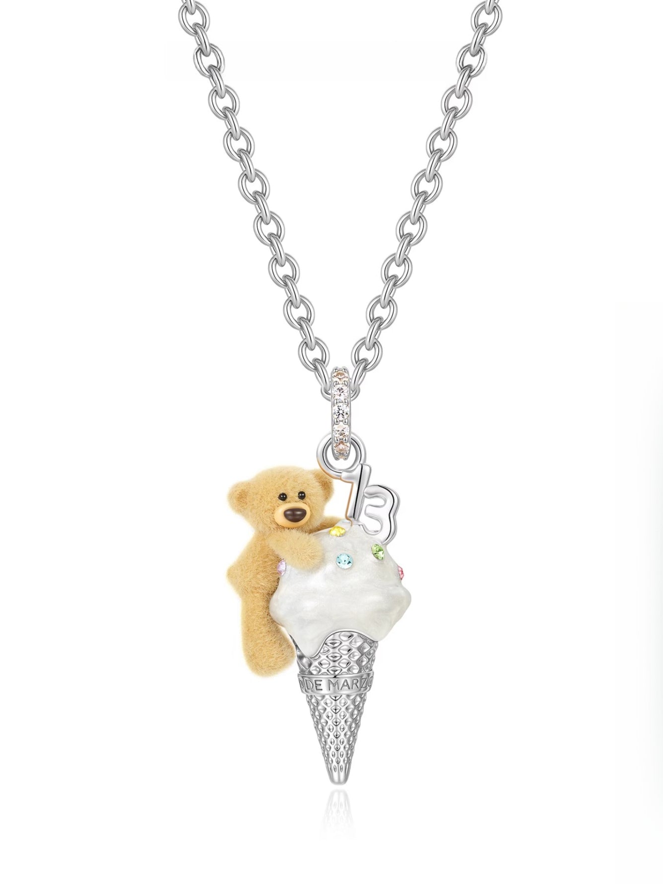 Ice Cream Teddy Vintage Silver Necklace